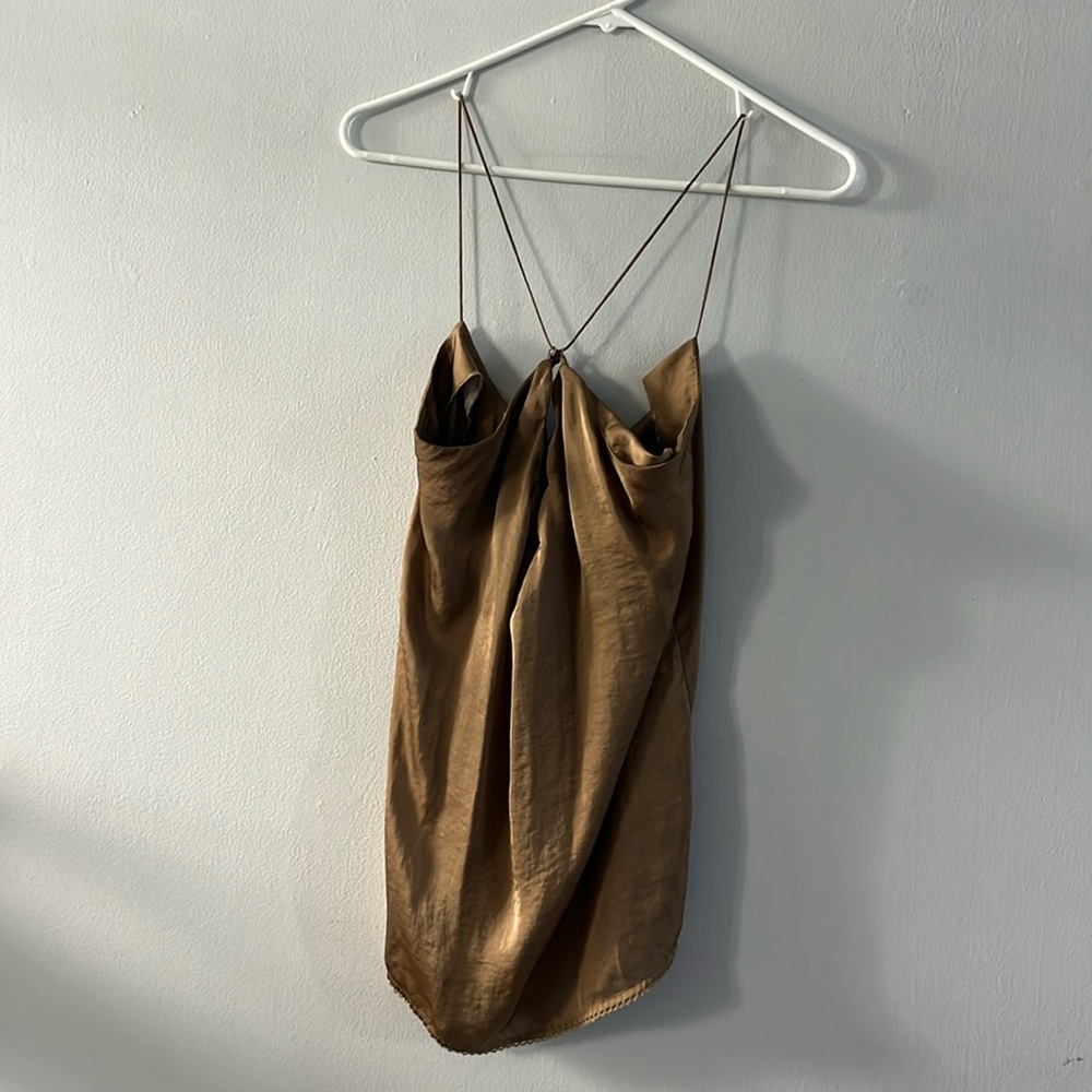 Free People Gold Satin Top